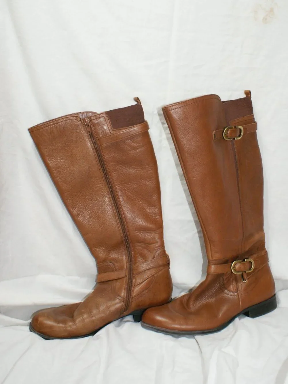 Naturalizer Tall Leather Wide Calf Riding Boots - Camel Brown - Size 8.5 - EUC